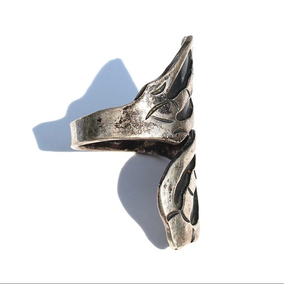 Vintage Taxco Sterling Silver Bone Wrap Ring - Picture 3 of 8